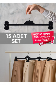 Dayanaklı 15'li Mandallı Pantolon Etek Askı Seti Beyaz