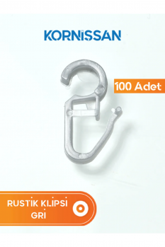 100 Adet Gri Renk Rustik Perde Klipsi