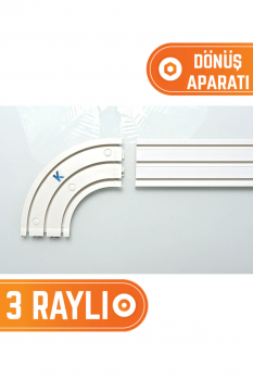 45 Derece Dönüş Imkanı Sunan 3 Raylı Korniş Dönüş Aparatı