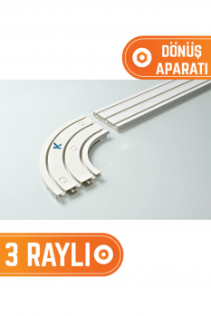 45 Derece Dönüş Imkanı Sunan 3 Raylı Korniş Dönüş Aparatı