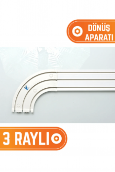 45 Derece Dönüş Imkanı Sunan 3 Raylı Korniş Dönüş Aparatı