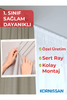 8 Metre 1. Sınıf Kalın Perdeler Için Tutucu Ray Korniş 3 Ray