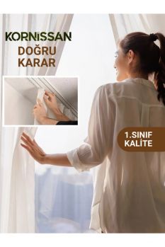 1. Sınıf Perde Rayı - 2 Raylı Polyester Perde Tutucu Korniş