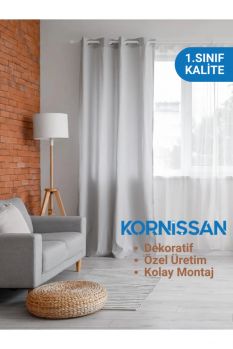 2 Metre 3 Raylı Birinci Sınıf Polyester Kalın Perde Korniş