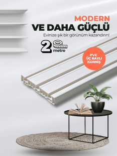 2 Metre 3 Raylı Birinci Sınıf Polyester Kalın Perde Korniş