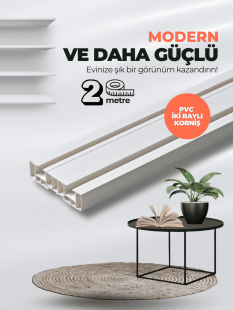 2 Metre (200 Cm) 2 Raylı Birinci Sınıf Polyester Korniş